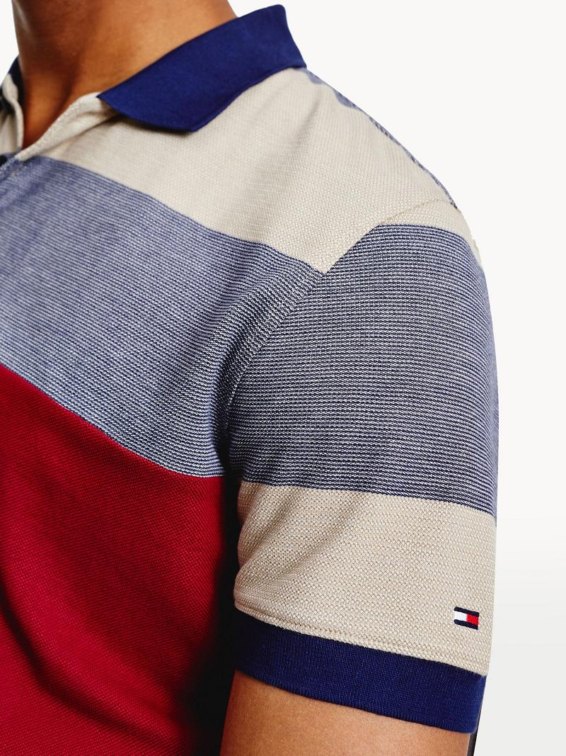 Férfi Tommy Hilfiger Regular fit tonal colorblock pique Polos Szürke Színes | HU 1089HAP